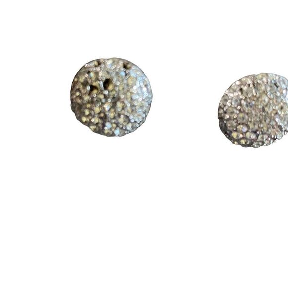 Vintage clip on sparkle earrings crystal bling Ivy retro rhinestone silver tone - Picture 2 of 12